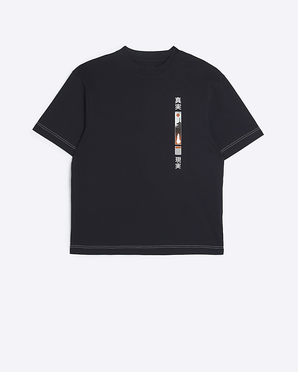 Black regular fit Japanese print t-shirt