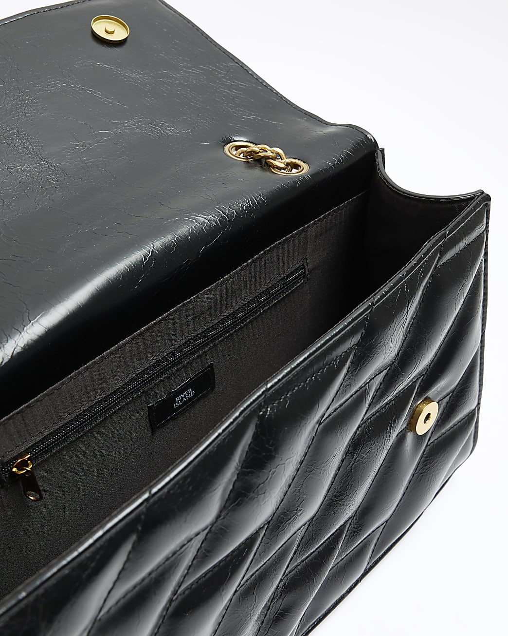Black quilted pu shoulder bag