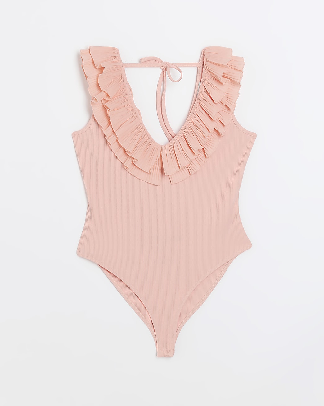 Petite orange frill bodysuit