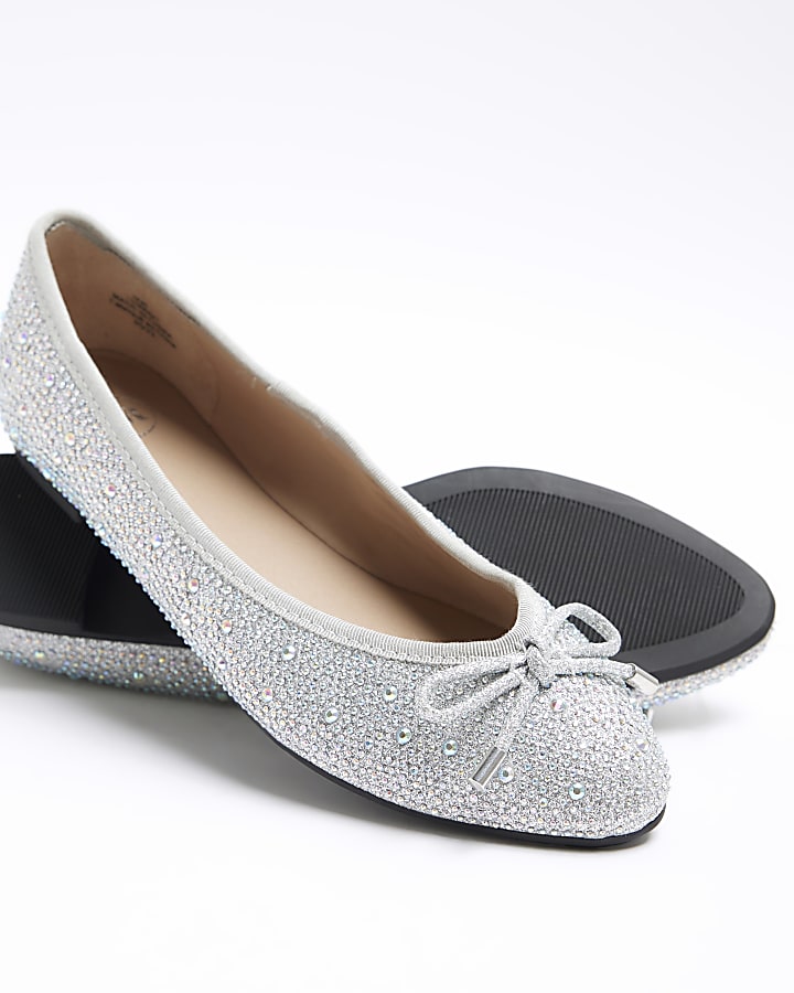 Silver diamante ballet shoes