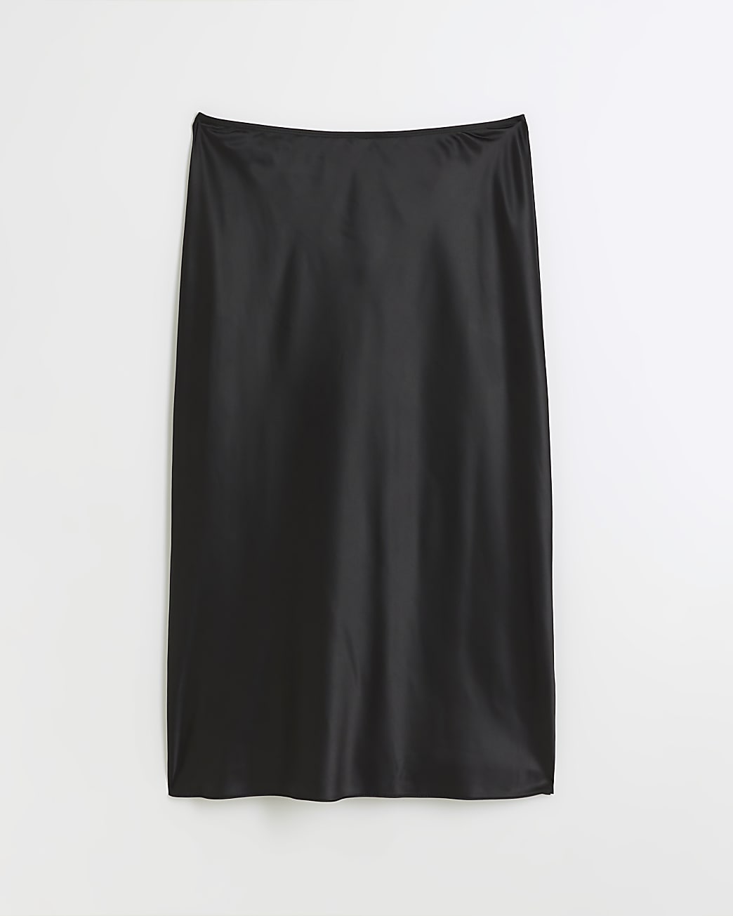Plus black satin maxi skirt