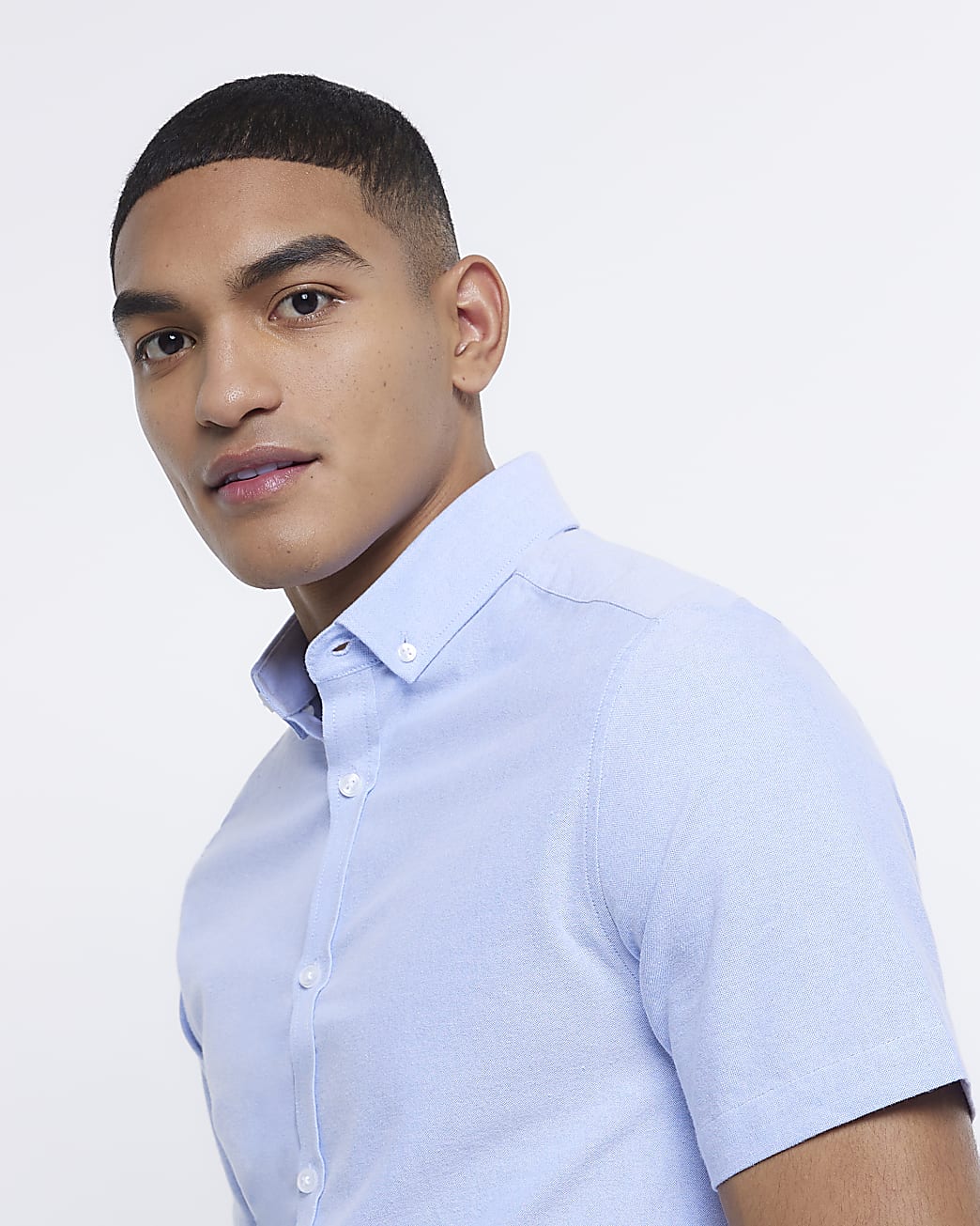 Blue slim fit stretch oxford shirt