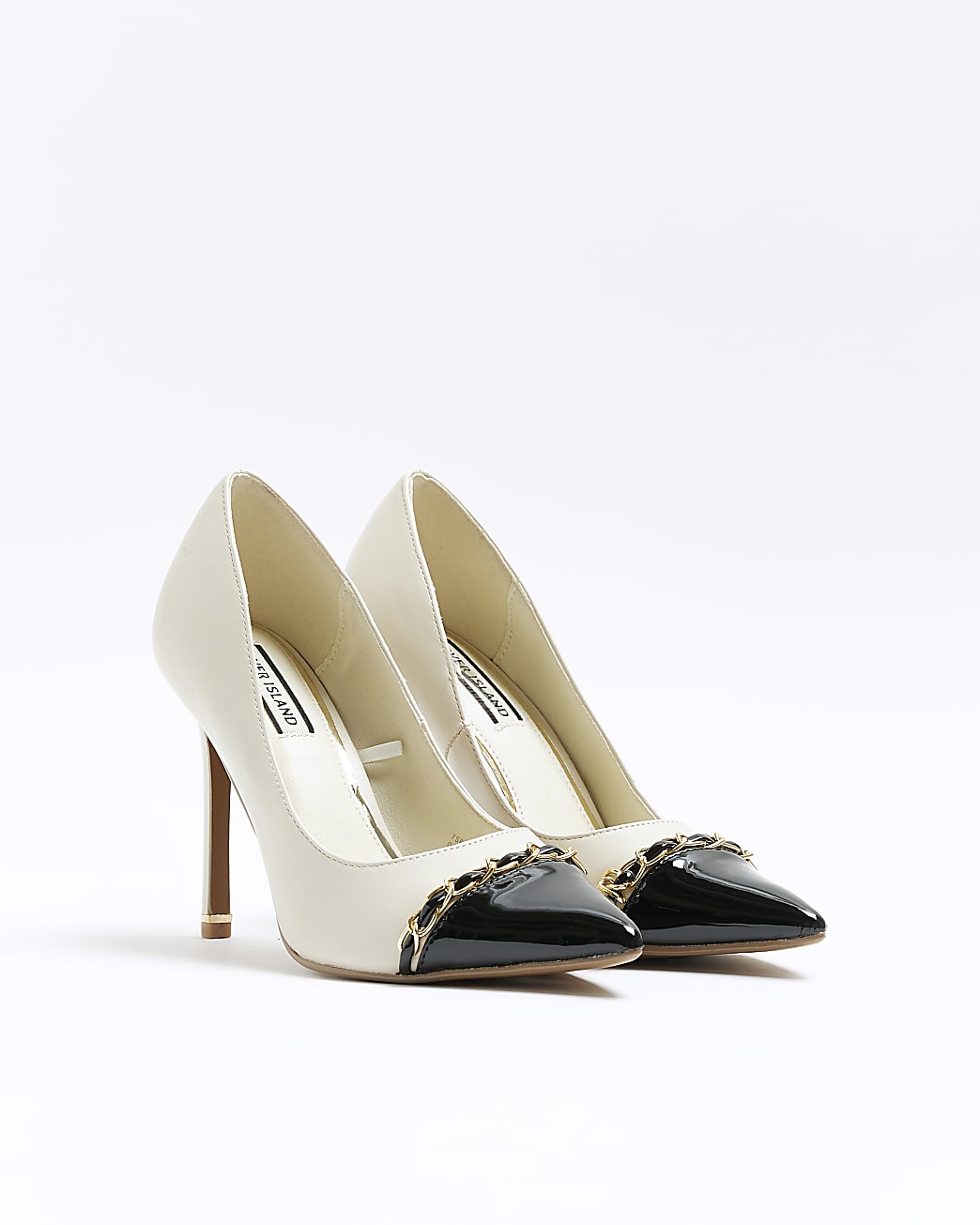 Cream heeled court shoes