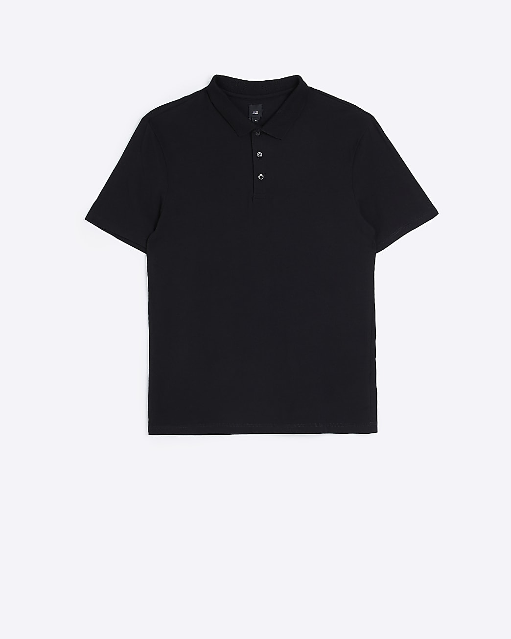 Black slim fit buttoned polo shirt