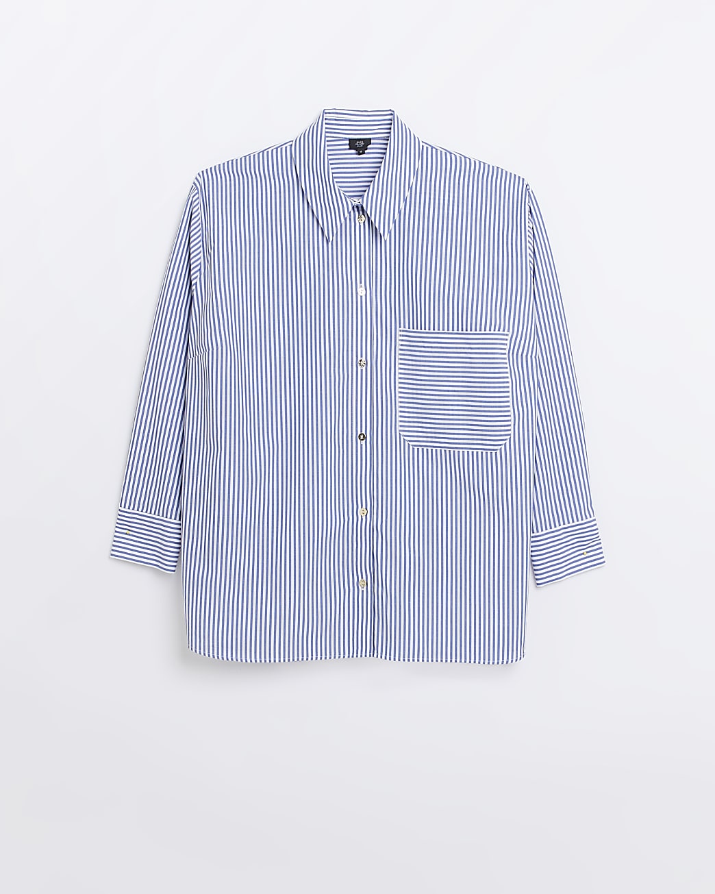Plus blue stripe long sleeve shirt