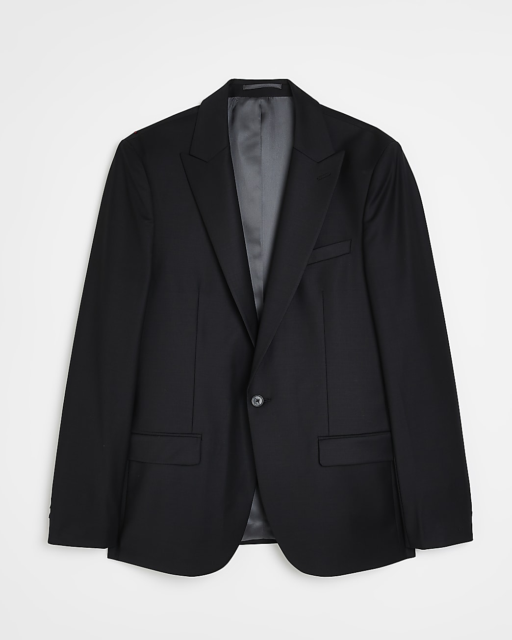 Black skinny fit wool premium suit jacket