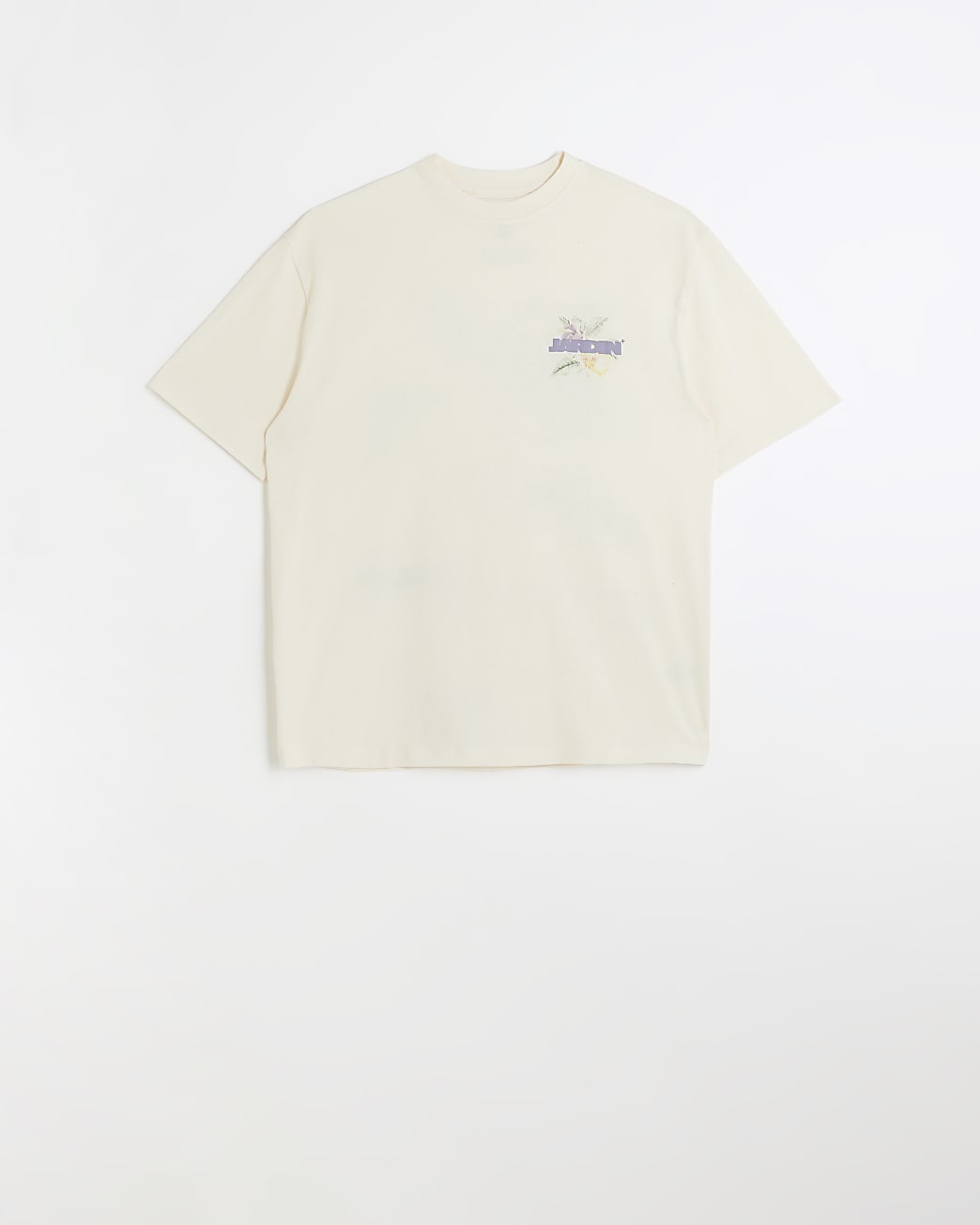 Ecru oversized fit floral graphic t-shirt