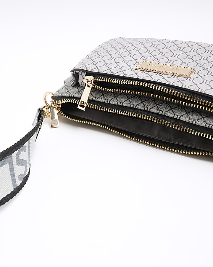 Grey RI monogram cross body bag