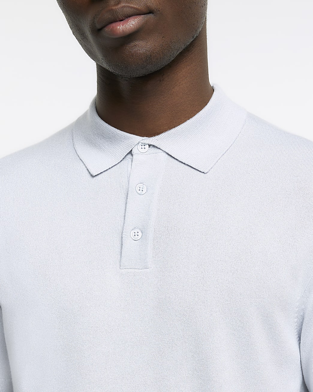 Light blue slim fit short sleeve polo