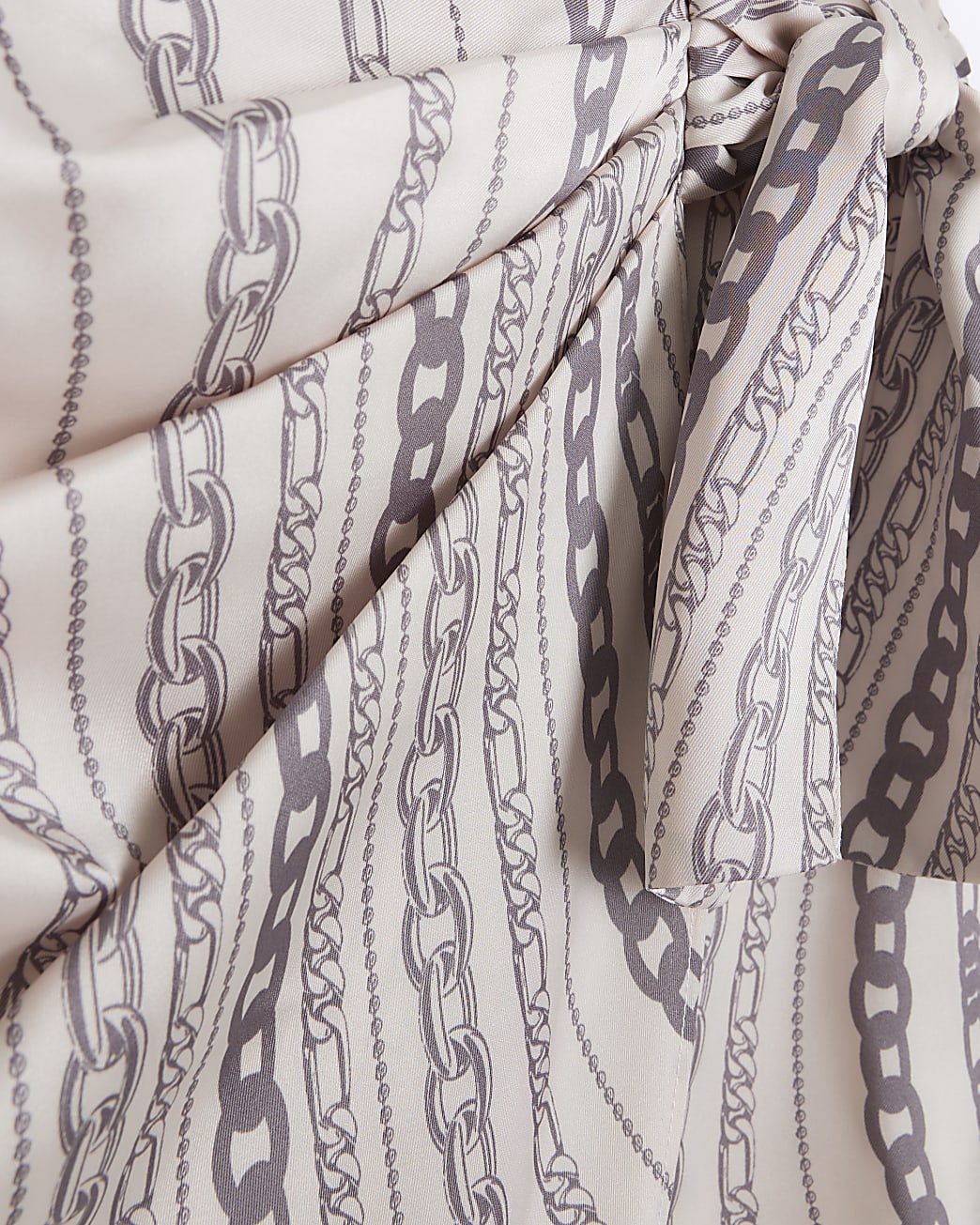 White chain print wrap mini skirt
