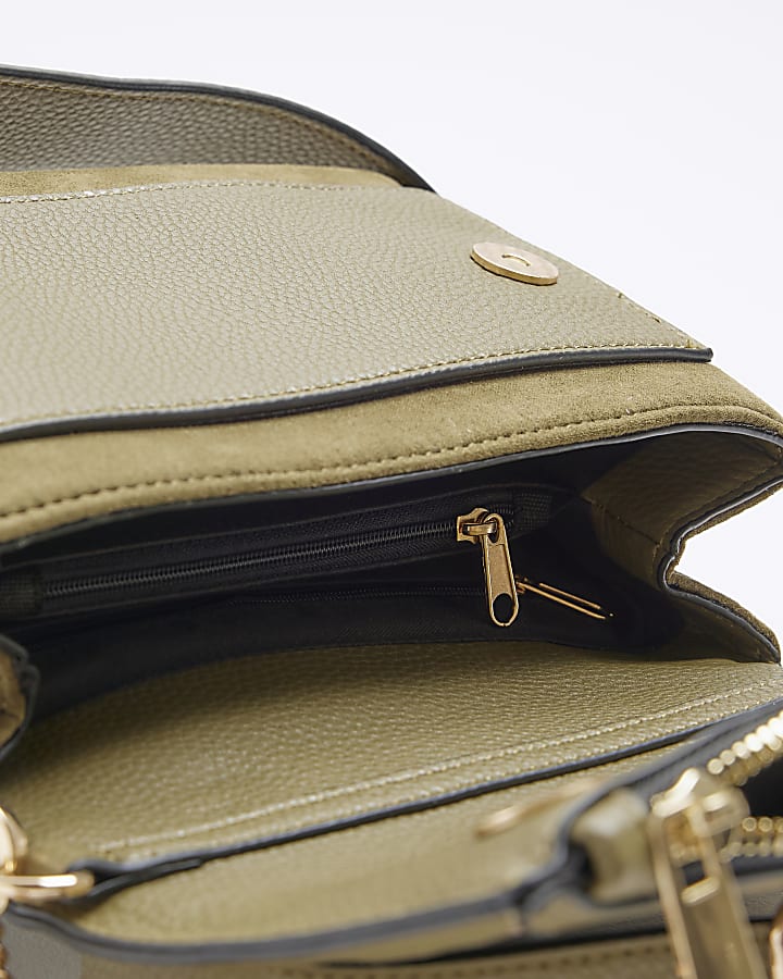 Khaki textured cross body bag