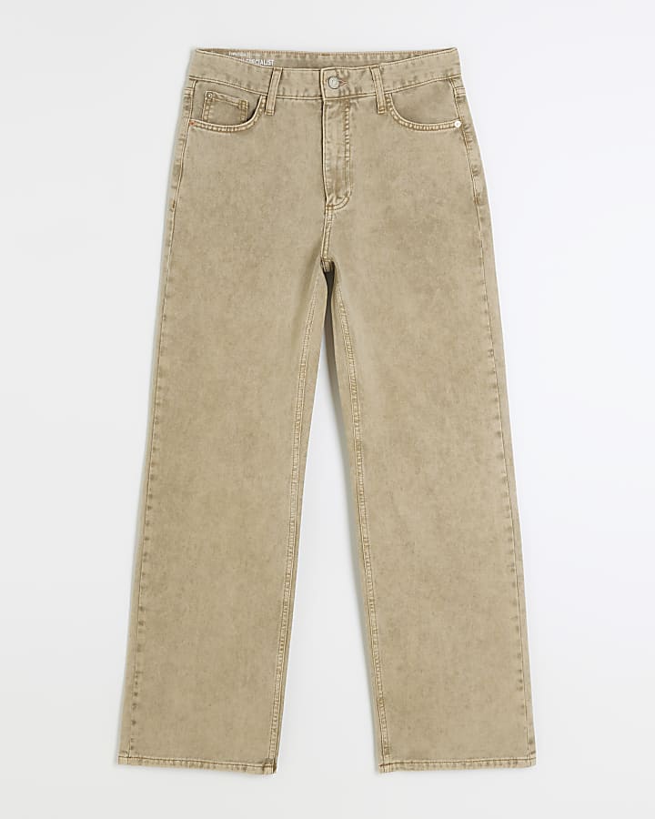 Brown high waisted relaxed straight jeans