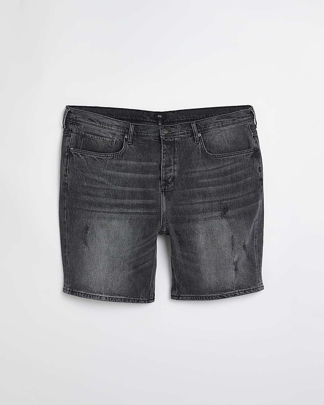 Big & tall black Slim fit rip denim shorts