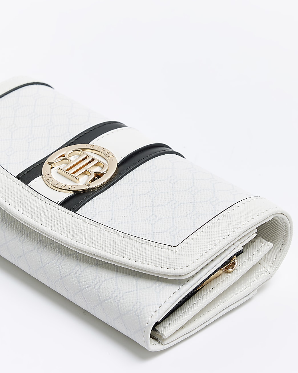 White RI monogram fold over purse