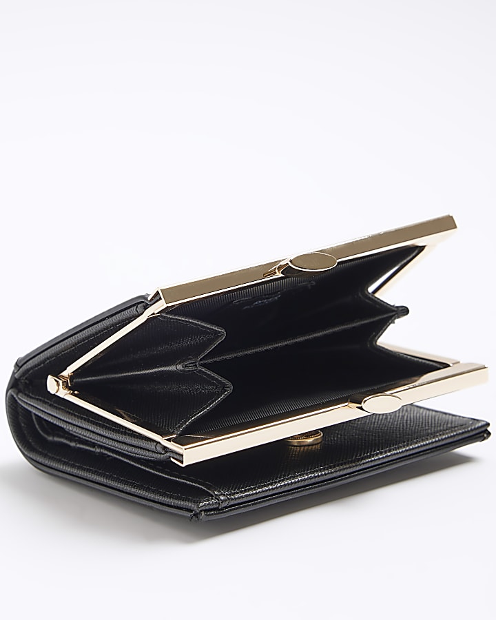 Black patent clip top mini purse