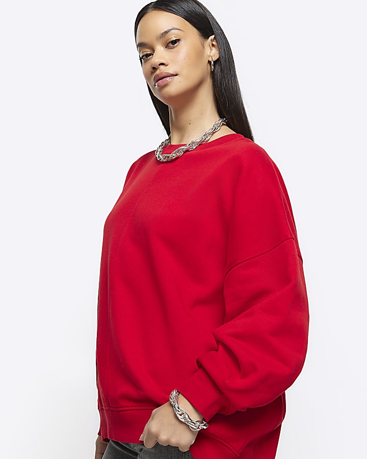 Red oversized sweatshirt