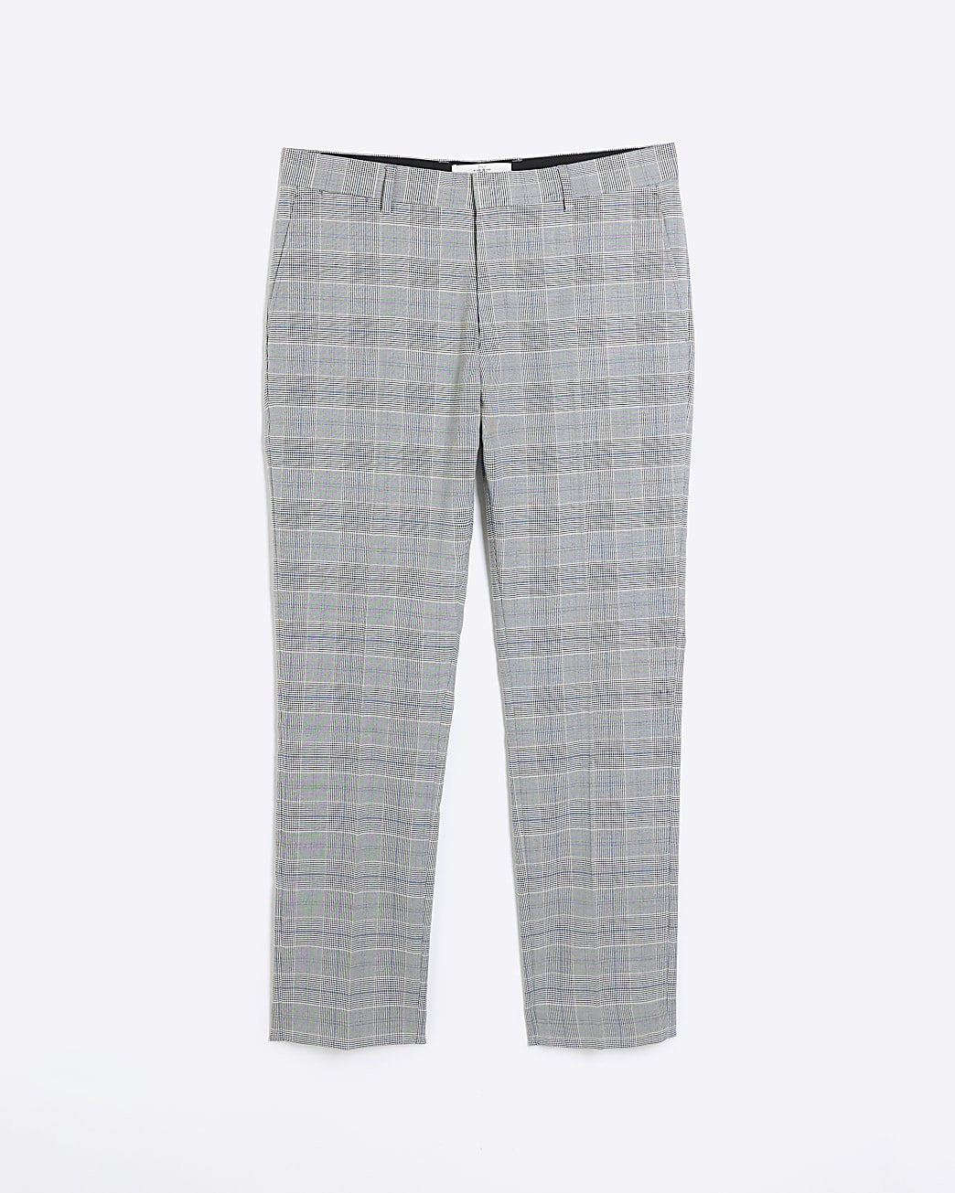 Grey tapered fit check trousers