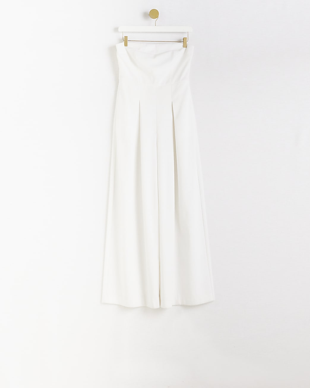White linen blend bandeau jumpsuit