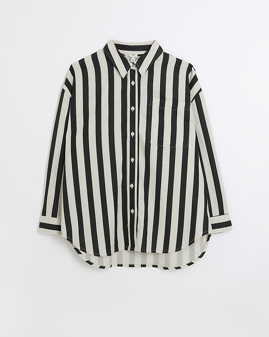 Black striped shirt with linen blend