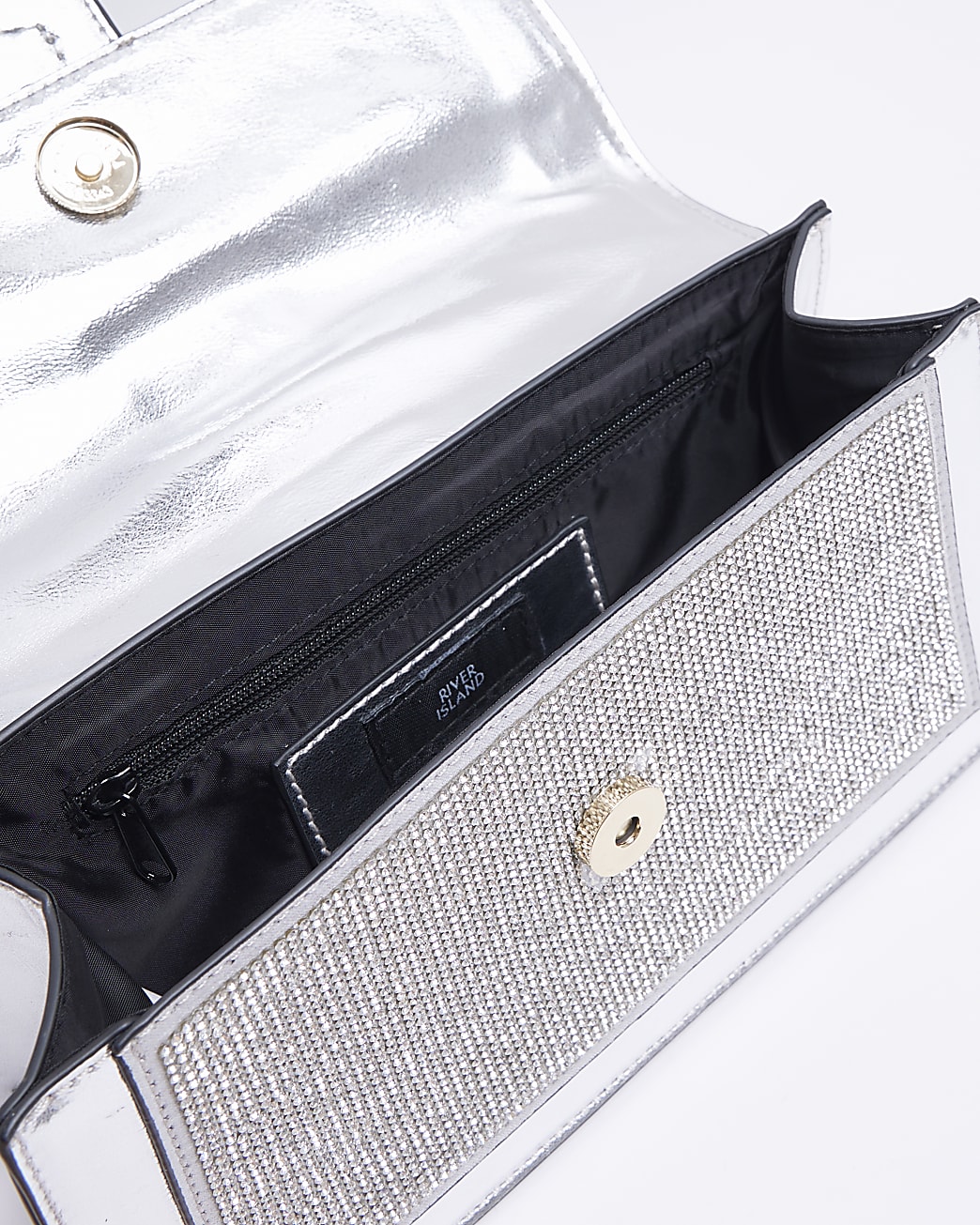 Silver diamante satchel bag
