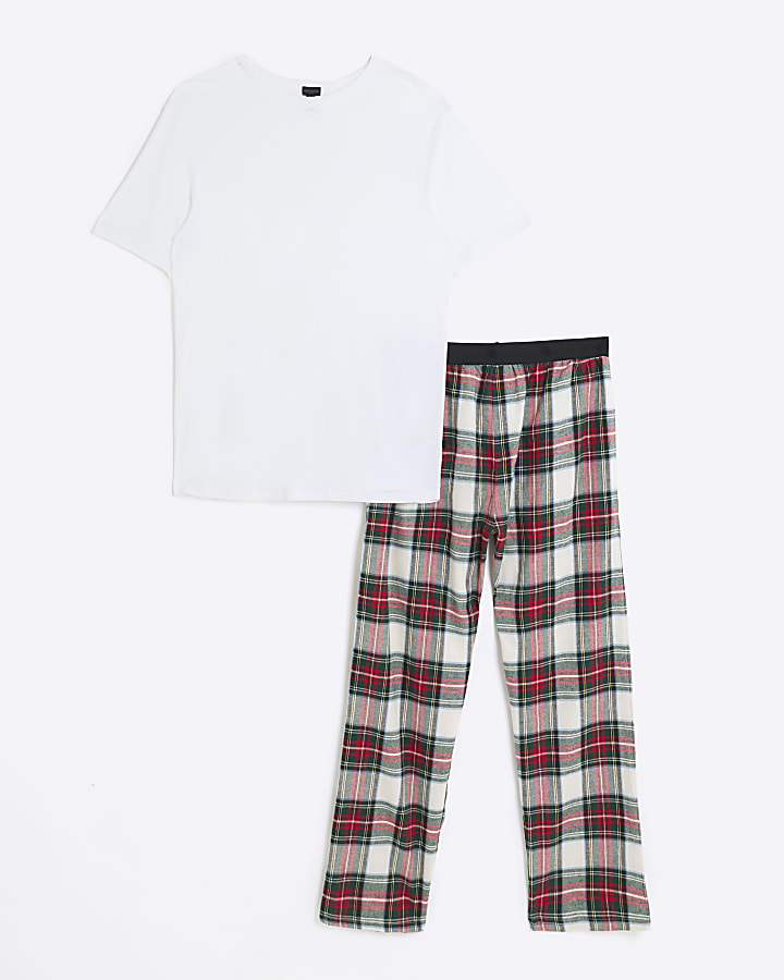 Red check trousers and t-shirt lounge set
