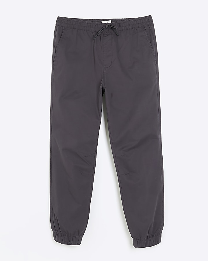 Grey slim fit pull on trousers