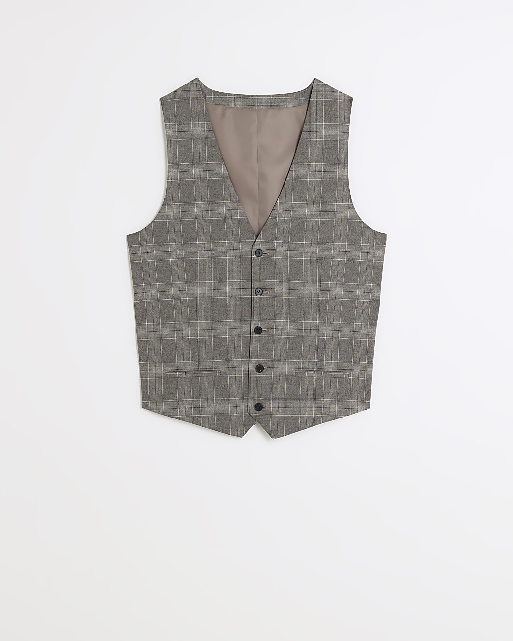 Grey slim fit check waistcoat