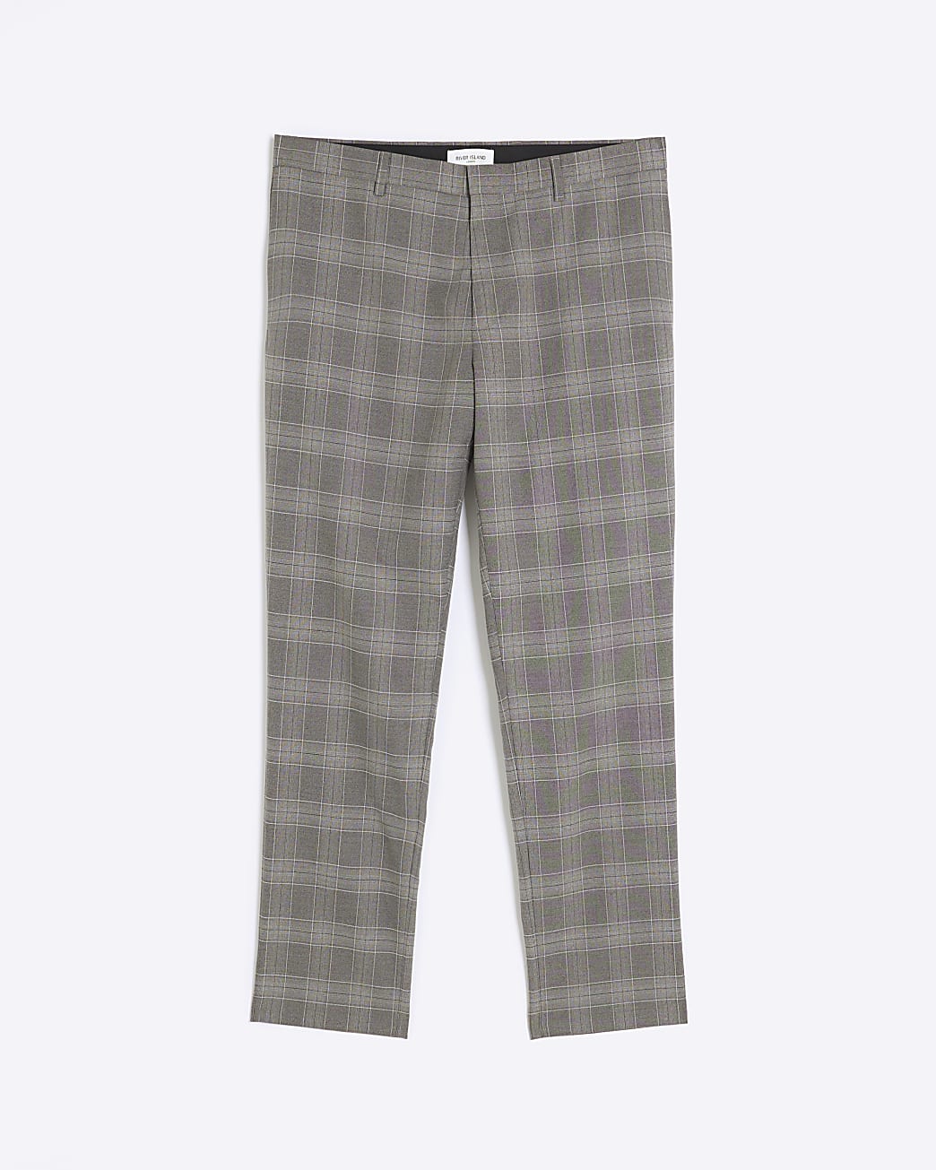 Grey slim fit check suit trousers