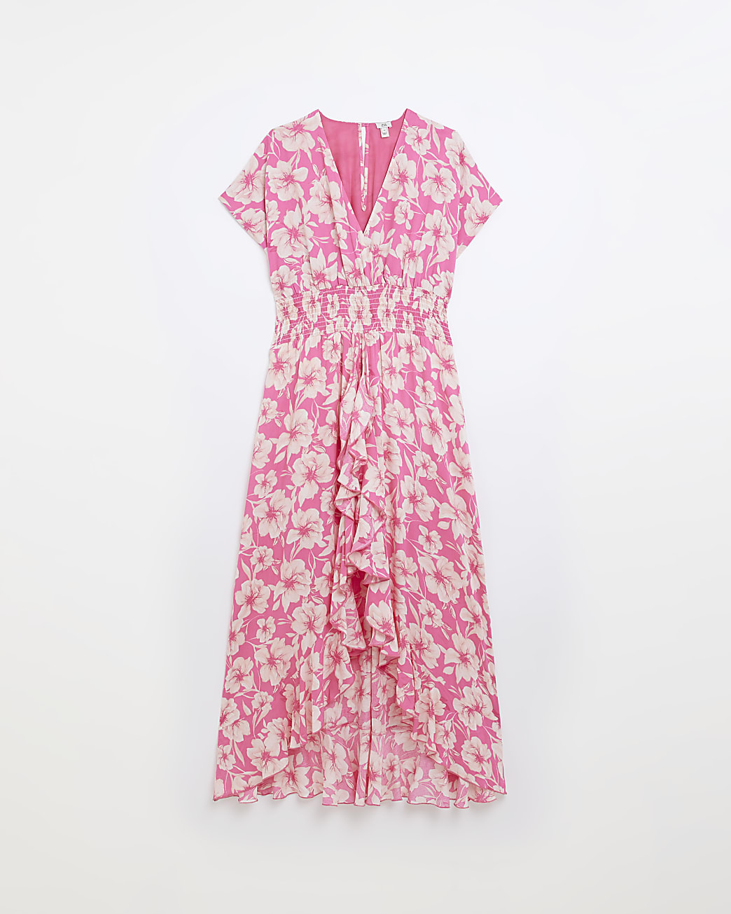 Pink floral asymmetric dress