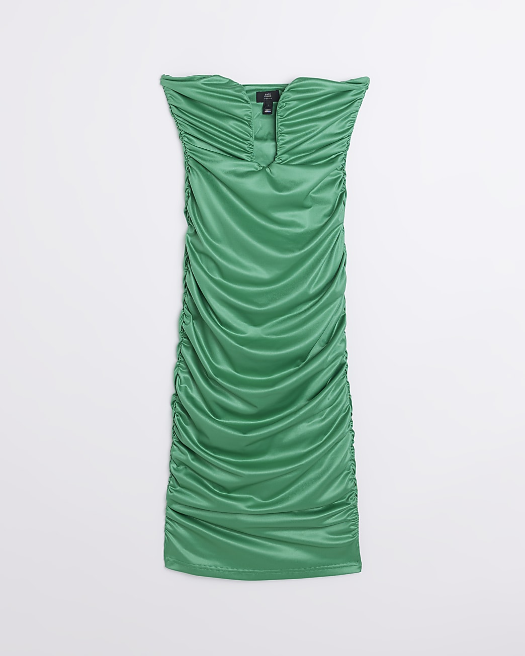 Petite green bandeau bodycon midi dress