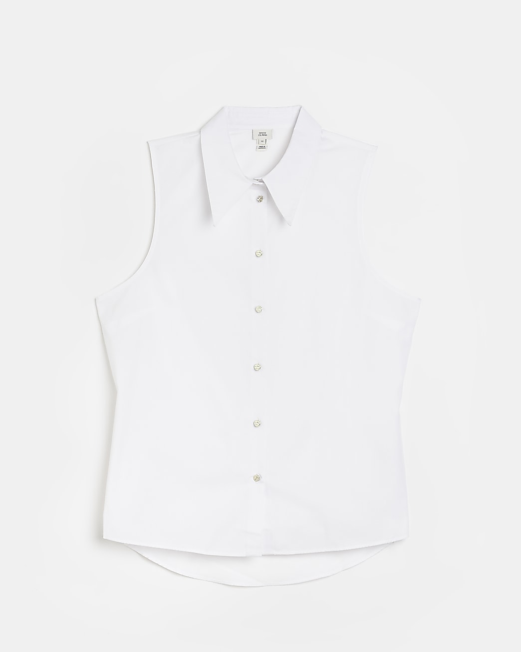 White Sleeveless Fitted Shirt