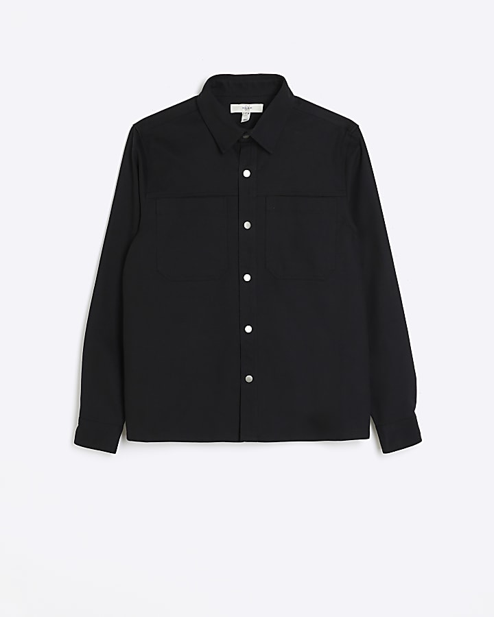 Black regular fit smart overshirt
