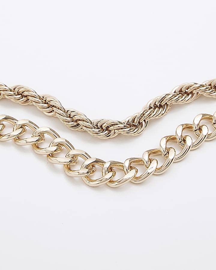 Gold colour chain bracelet multipack