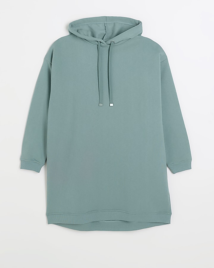 Blue hooded sweatshirt mini dress