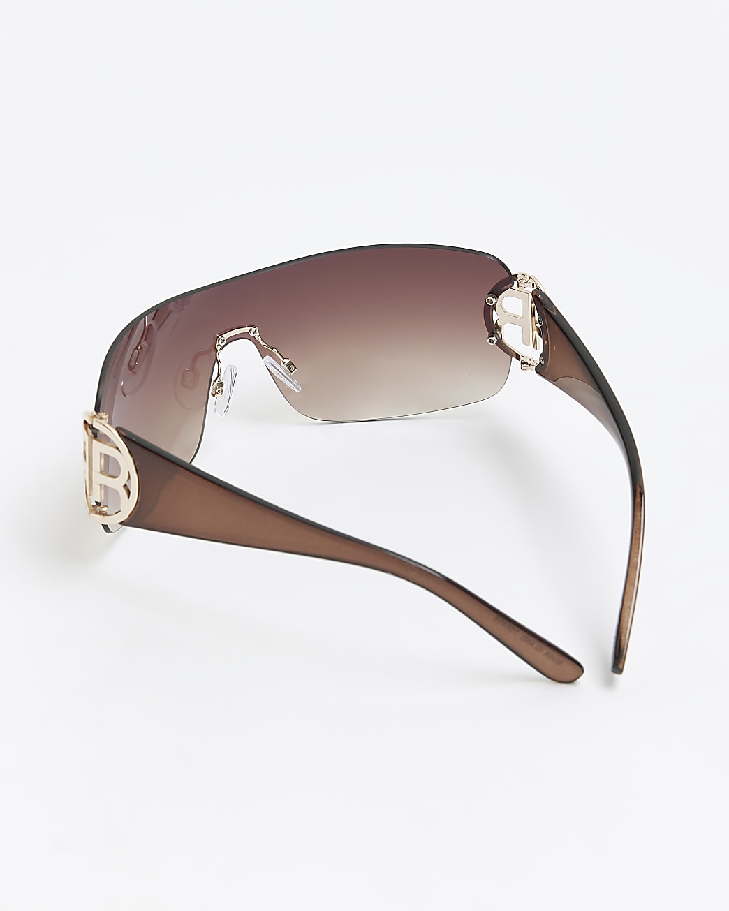 Brown rimless wrap sunglasses