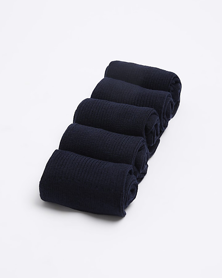 Navy ribbed ankle socks multipack