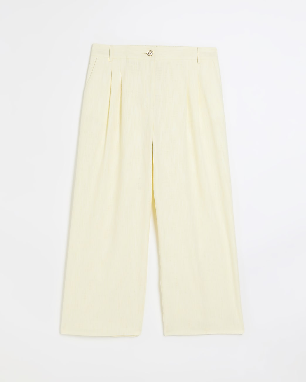 Plus yellow linen blend wide leg trousers