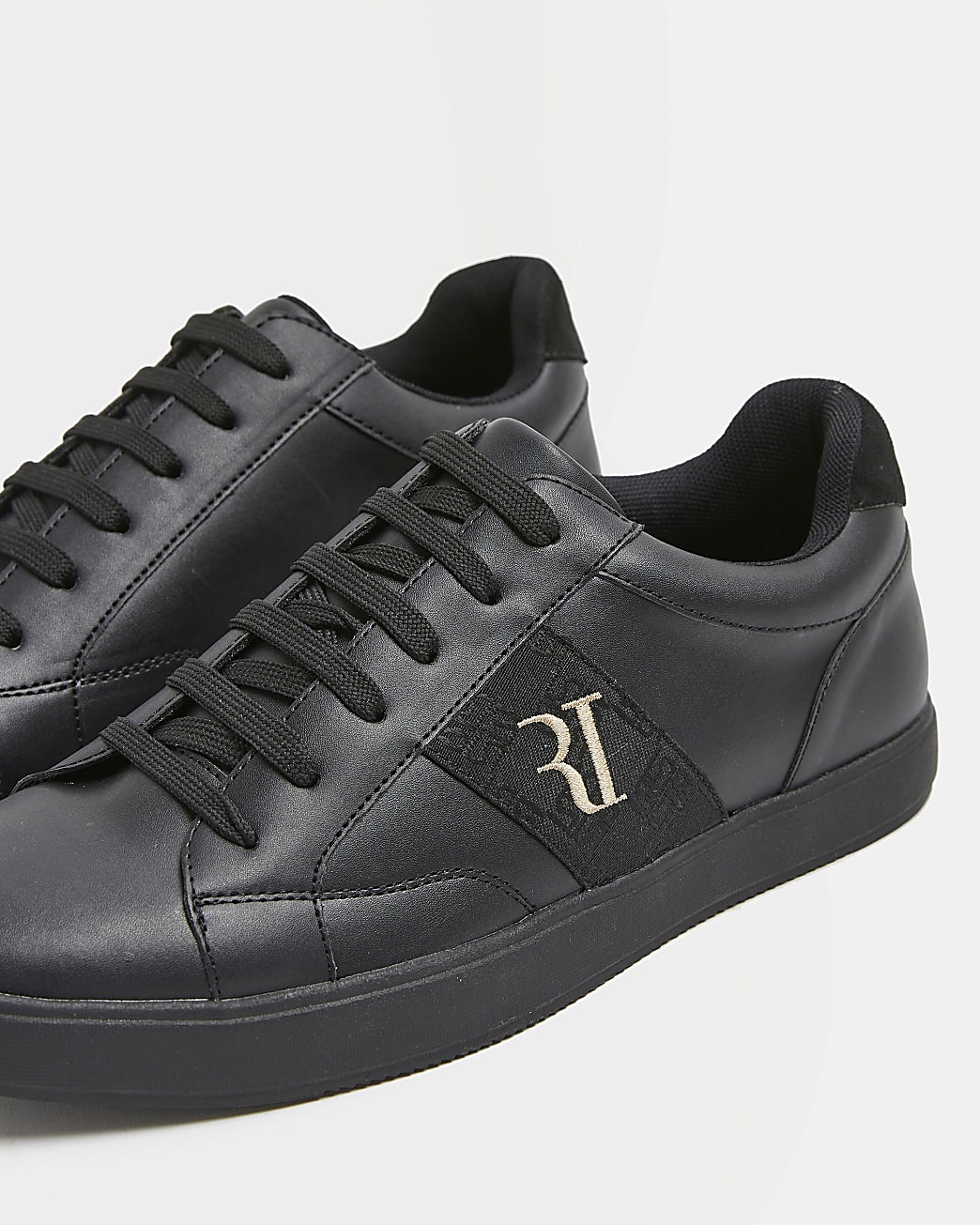 Black Wide fit RI Stripe Trainers