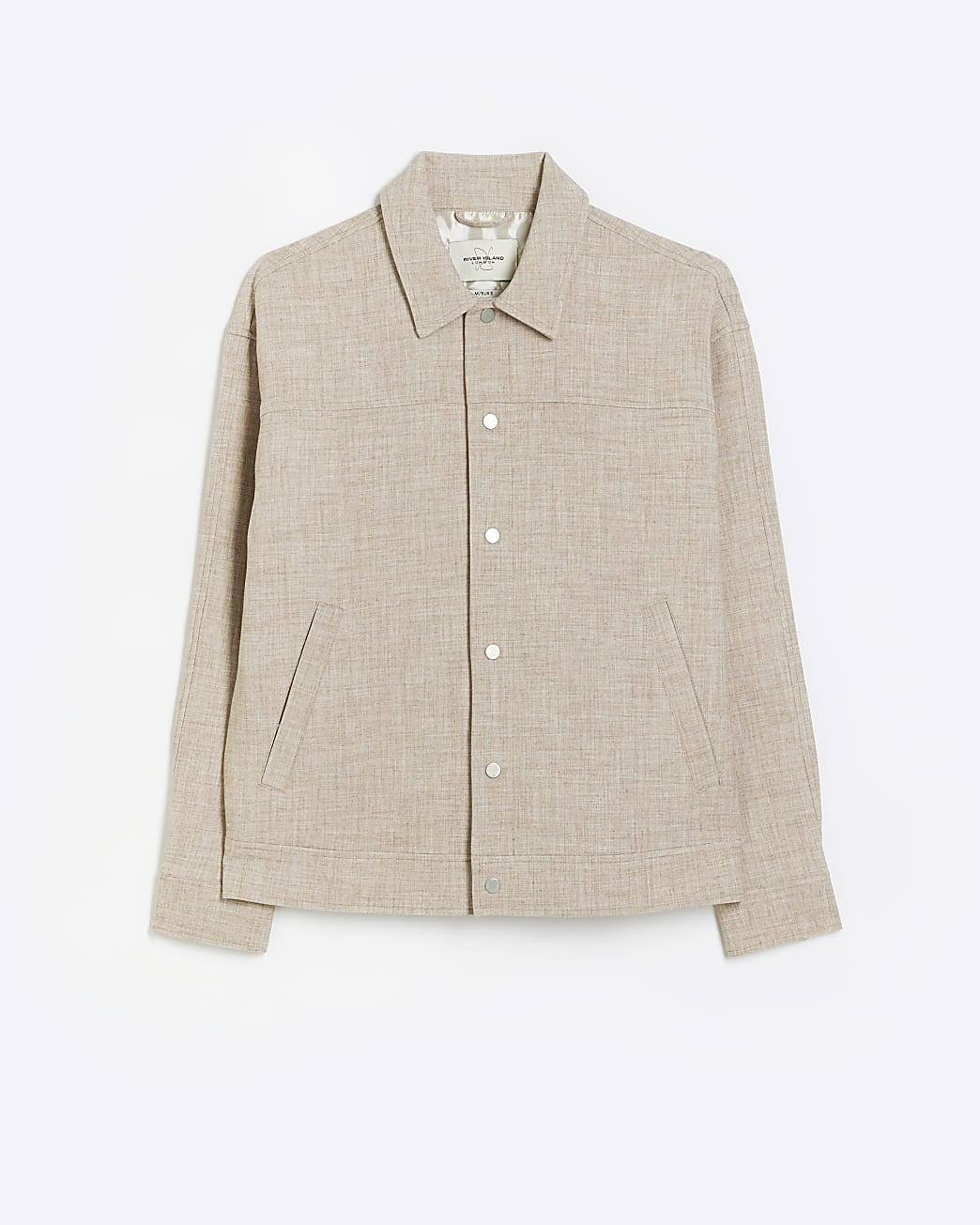 Beige oversized fit textured jacket
