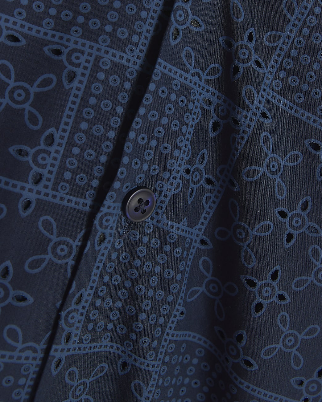 Navy regular fit laser cut revere shirt