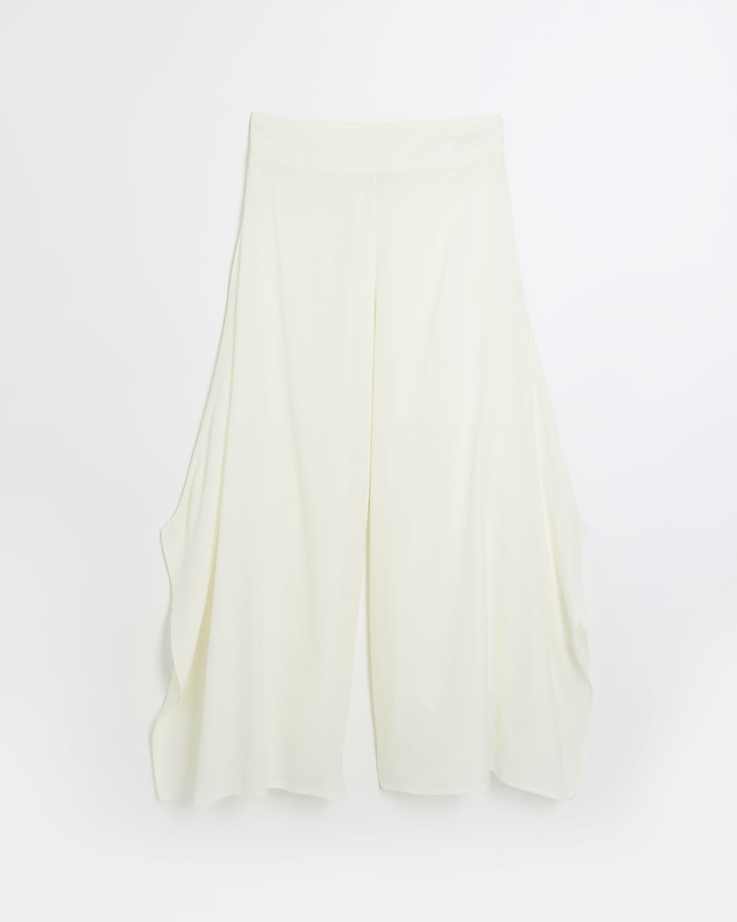 Cream high waist wide leg trousers