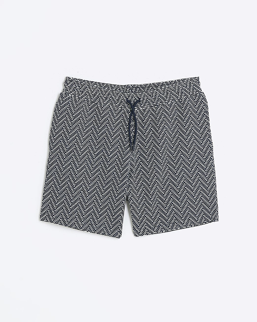 Navy regular fit zig zag textured shorts