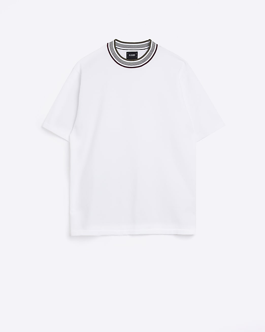 White regular fit knitted taped t-shirt