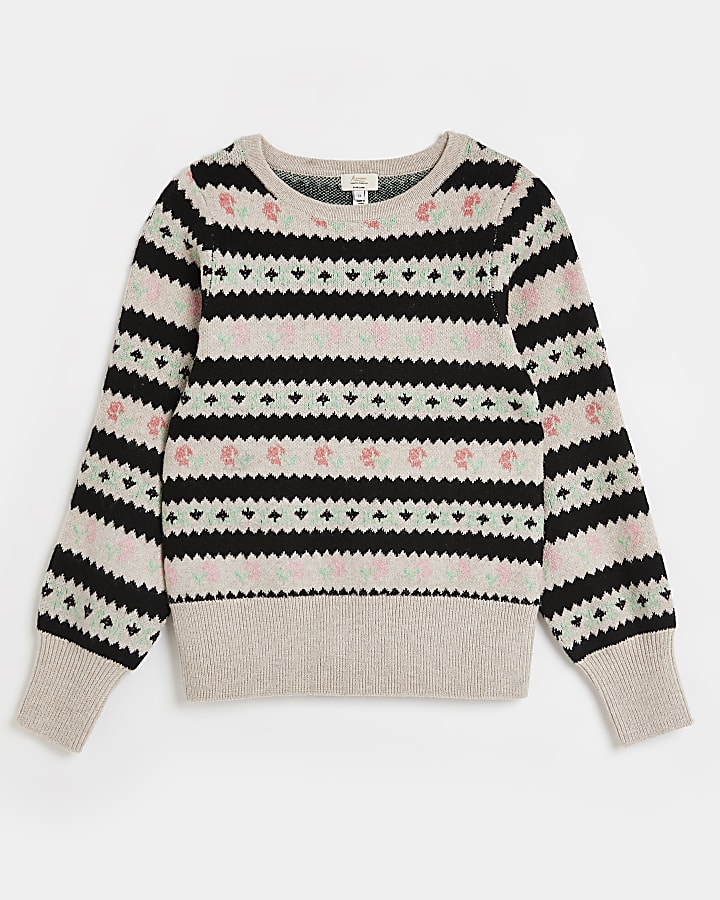 Cream floral fairisle maternity jumper