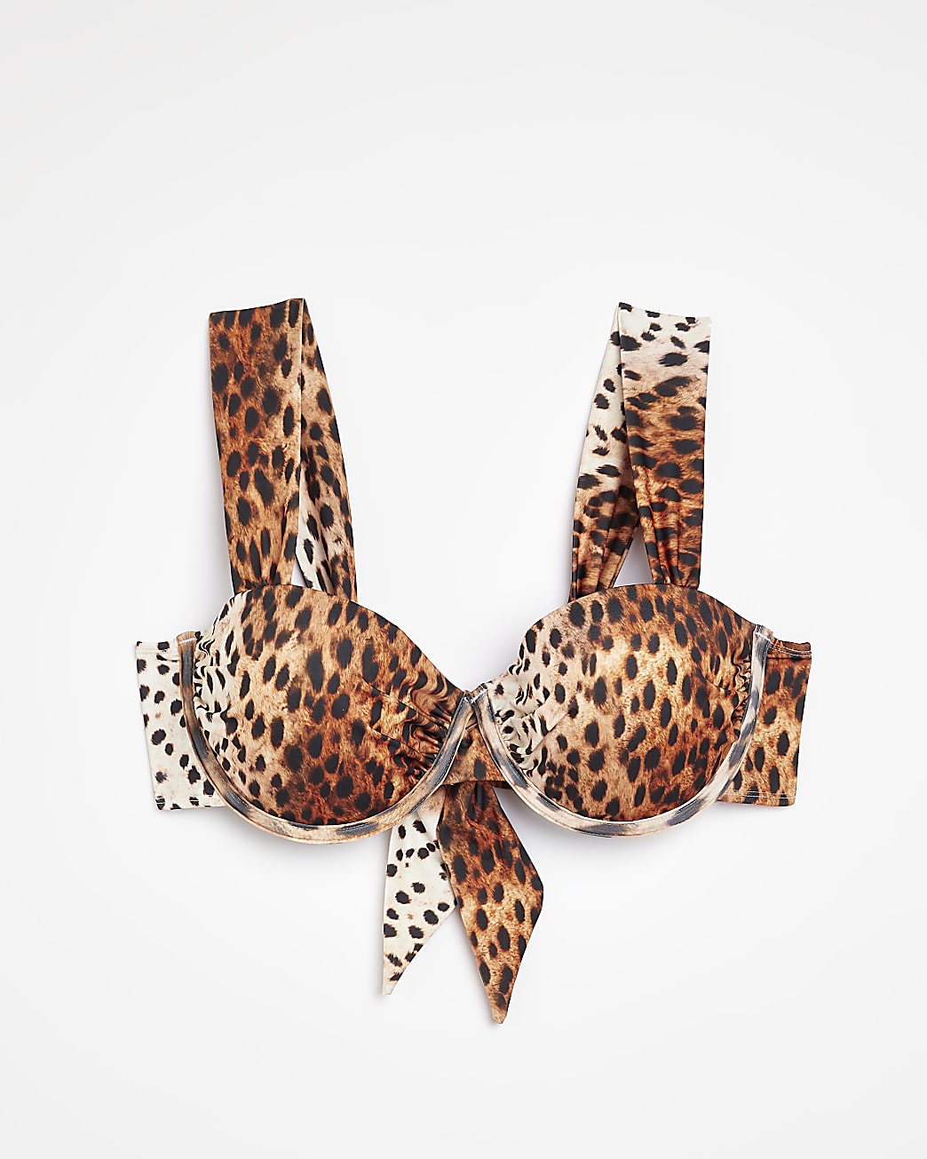 Plus Beige Animal Bikini Top