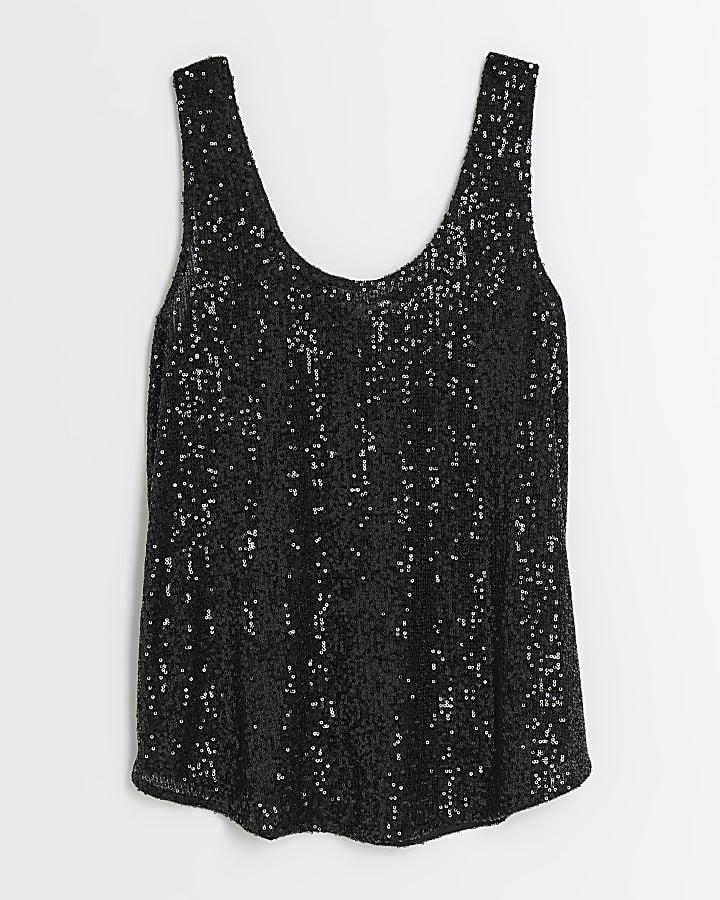 Black sequin tank top