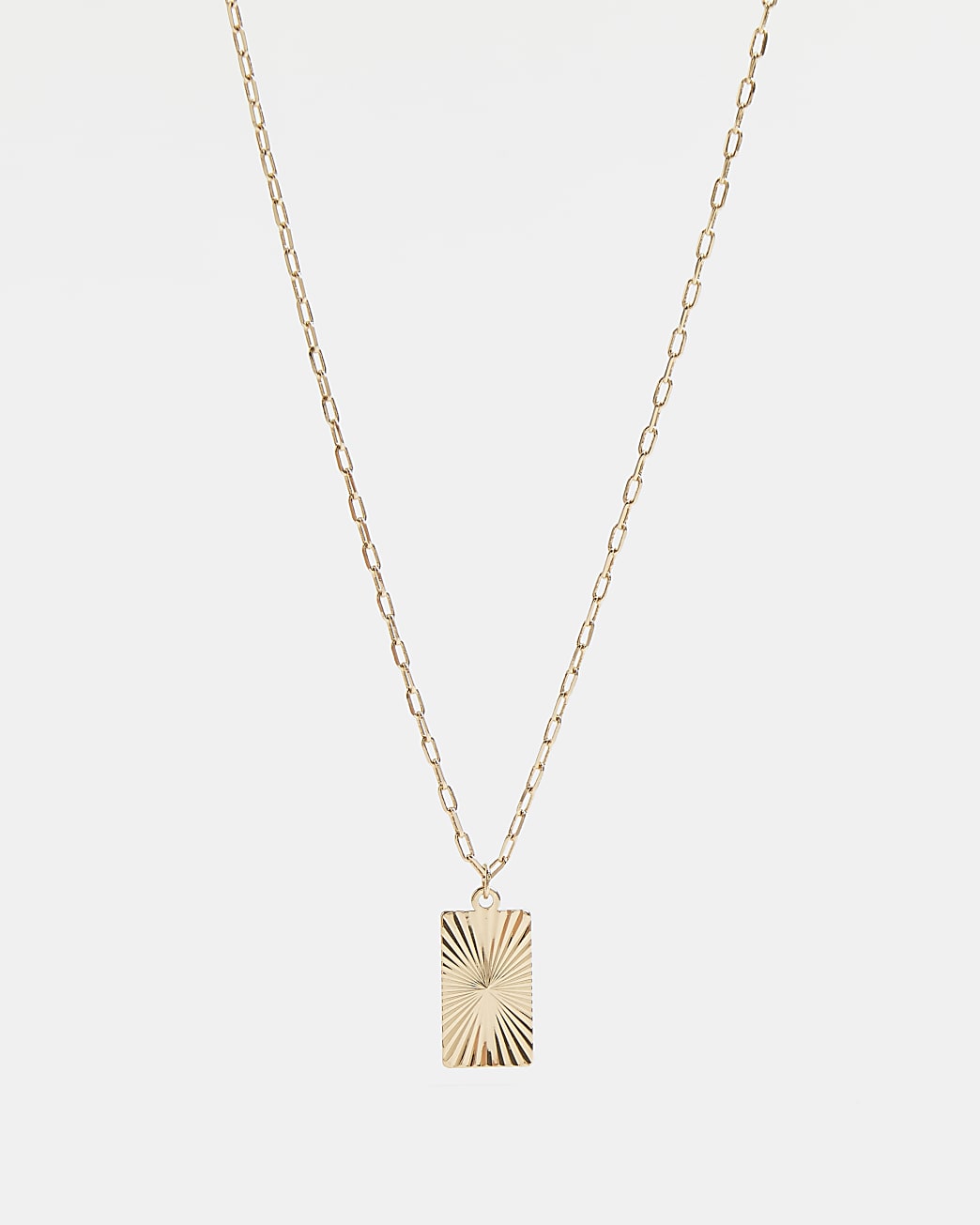 Gold colour textured tag necklace