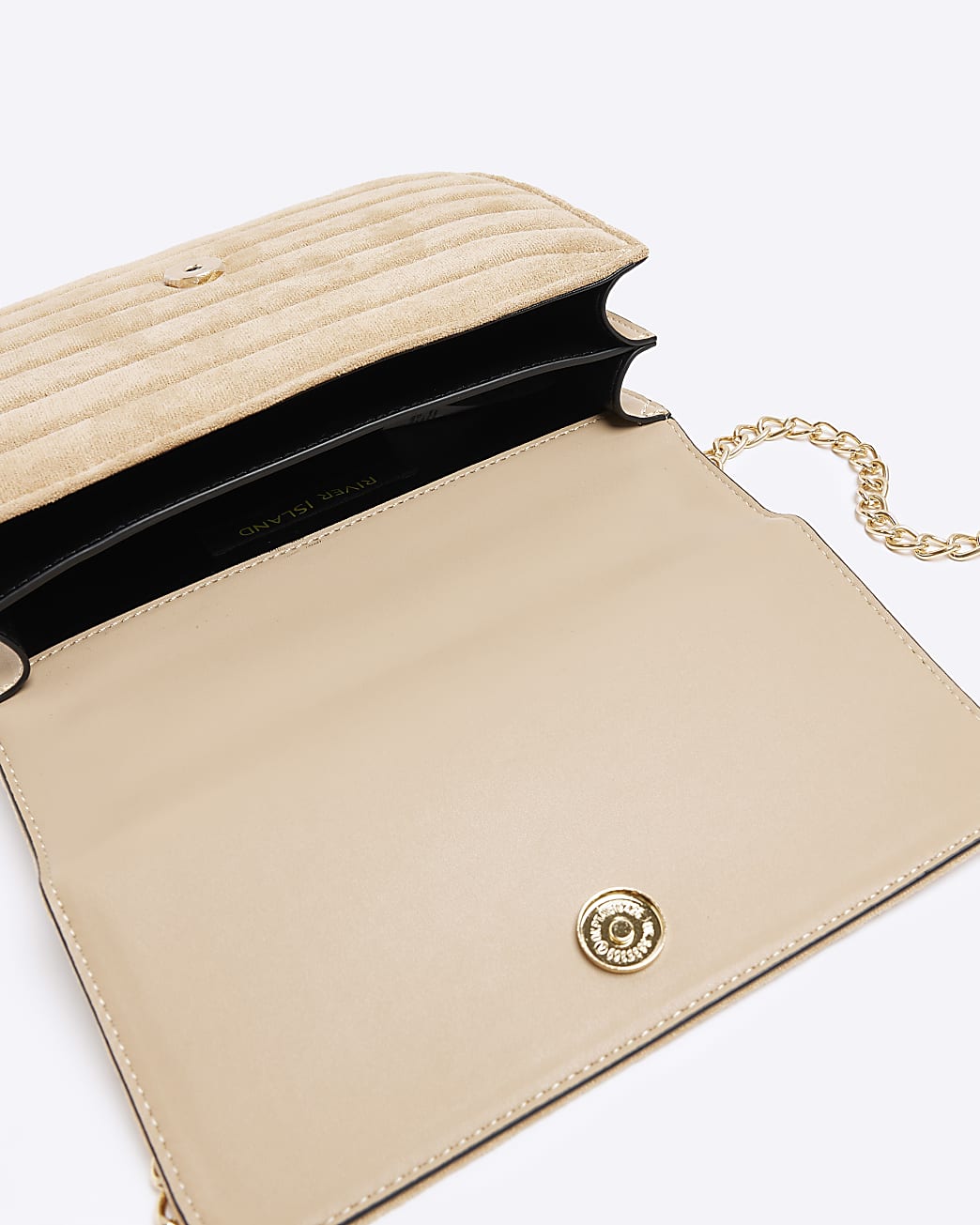 Brown suedette chain strap shoulder bag