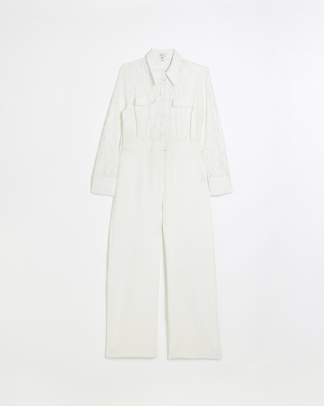 White lace shirt jumpsuit