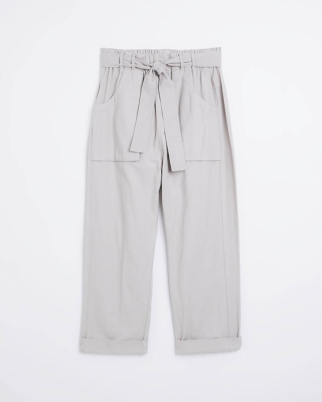 Cream paperbag slim trousers